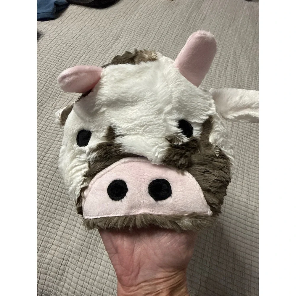 Swankie Blankie Hooded Baby Towel Cow Farm Animal Brown White Plush NWT